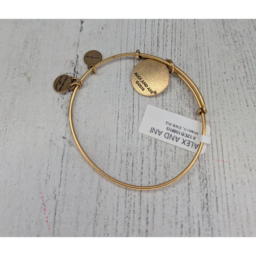 Alex and Ani Miami Skyline Charm Bangle Rafaelian Gold tone Bracelet A12EB108RG - Picture 4 of 4